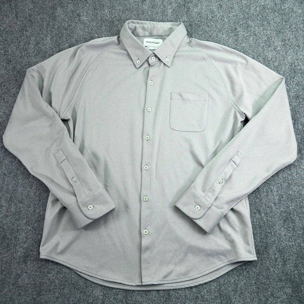 Ministry of Supply Shirt Mens XL Gray Apollo Performance Long Sleeve Button Down